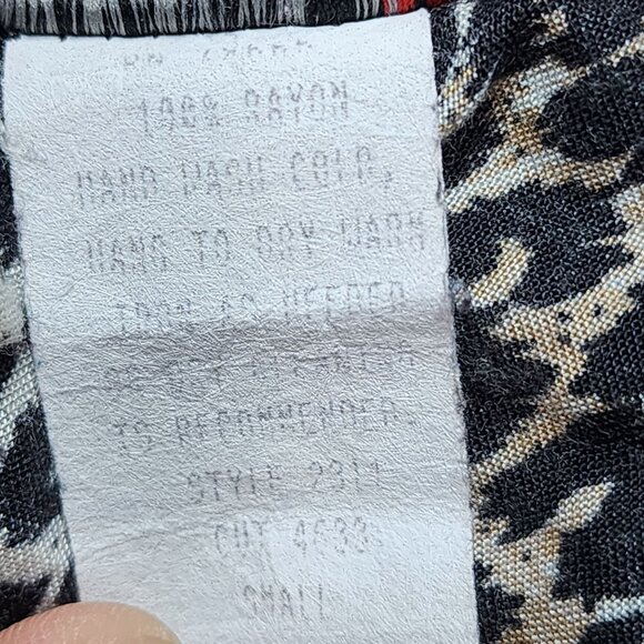 Women's Vintage Cactus Flower Leopard Print Button-Up Shirt Rayon Long Sleeve S - Picture 10 of 11